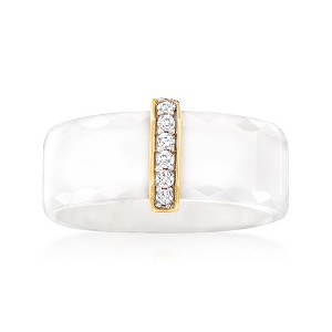 Ross-Simons White Ceramic and 0.10 ct. t.w. Diamond Ring With 14kt Yellow Gold - 1 of 4