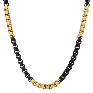 Steeltime Men's two tone black ip and stainless steel box chain necklace. Color Options: Blue, Gold, Silver - 1 of 4