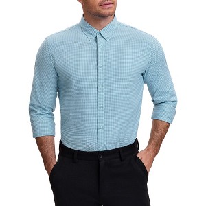 INSPIRE CHIC Men's Long Sleeved Button Down Checked Dress Shirts - 1 of 4