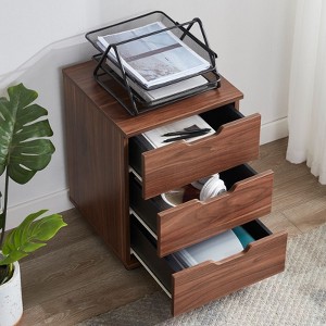 PexFix 3 Drawer Vertical File Cabinet Rolling Wooden Mobile Under Desk with Casters for Home Office - 1 of 4