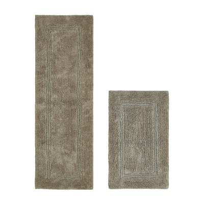 Lux Premium 100% Cotton Tufted Solid Reversible 2 Piece Bath Rug Set – Ultra-Soft, Water-Absorbent, Durable, Machine Washable Bathroom Rug