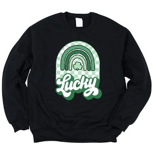 Simply Sage Market Women's Graphic Sweatshirt Lucky Shamrock Rainbow - 1 of 3