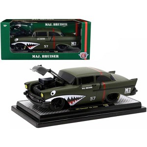 1957 Chevrolet 150 Sedan #57 Matt Green Metallic "Major Bruiser" Limited Ed to 5650 pcs 1/24 Diecast Model Car by M2 Machines - 1 of 3