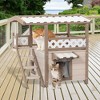 Outdoor Cat House with PVC Roof, Outside Cat Shelter for Feral Cats, 2 Story Wooden Cat Condos for 2-3 Cats or Small Animals - 4 of 4