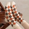 Anna-Kaci Women's 3-Pair Cotton Crew Socks Set with Checkered and Flower Textured Knit Patterns - 2 of 4