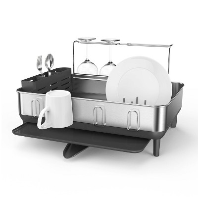 Simplehuman Compact Steel Frame Dish Rack Brushed Stainless Steel White :  Target