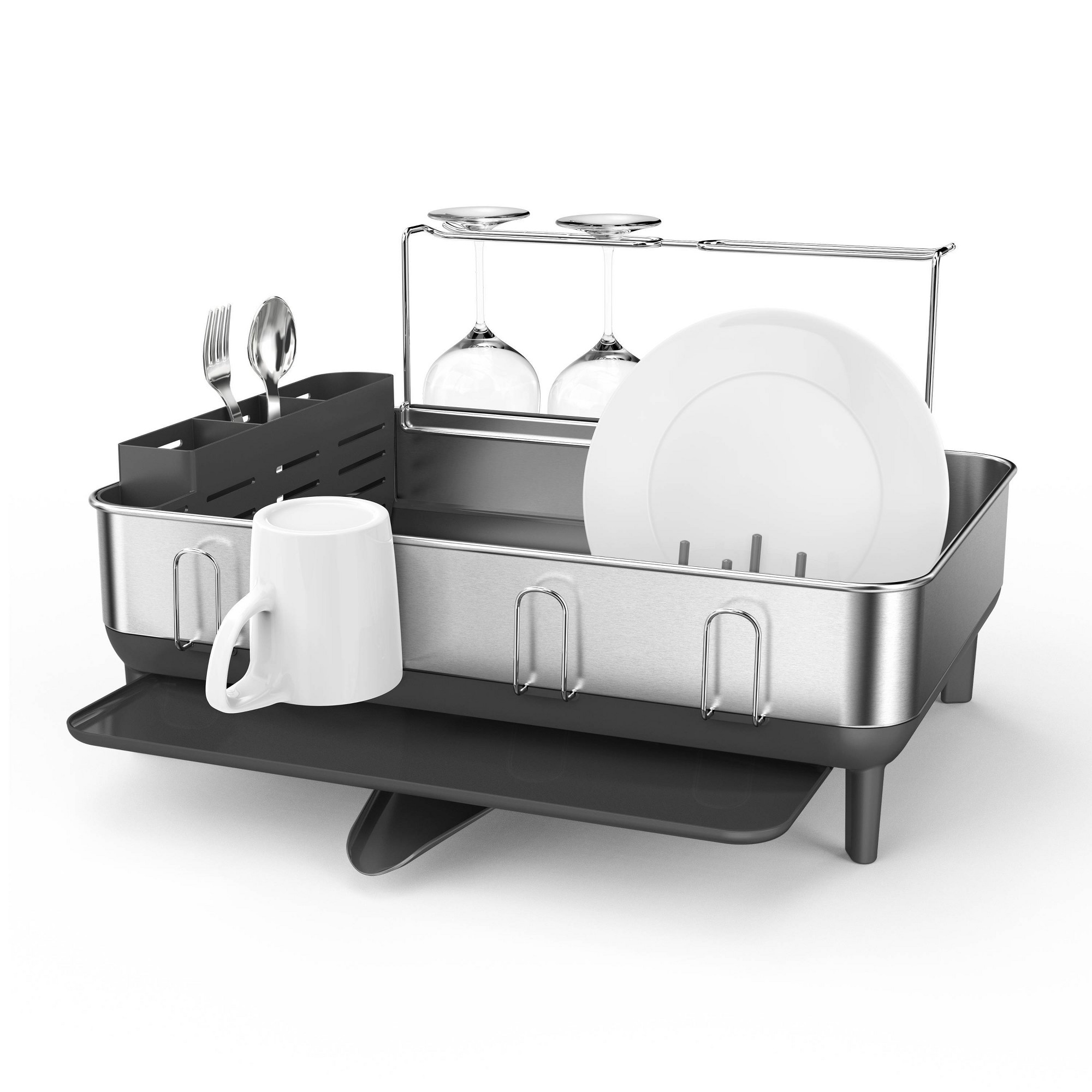 simplehuman Stainless Steel Frame Dish Rack Large Gray: Freestanding Kitchen Drying Rack with 5-Year Warranty
