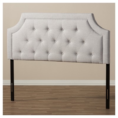 Gray Tufted Upholstered Queen Headboard with Wood Legs