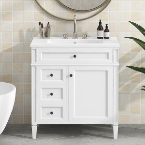 ChicFurnit 30 Inch Bathroom Vanity with Sink Freestanding Bathroom Storage Cabinet with Tip Out Drawer for Bathroom, 30"*18.3"*33.8" - 1 of 4