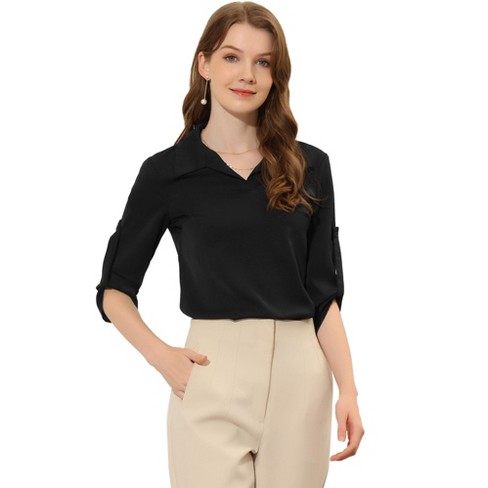 Womens black clearance blouse with collar