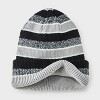 Men's Reversible Striped Beanie - Goodfellow & Co™ Black/Gray/White - 3 of 4