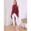 INSPIRE CHIC Women's Casual Tie Back Asymmetrical High Low Sleeveless Mock Neck Flowy Blouse - 4 of 4