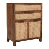 The Urban Port 35" Tall Dresser Chest Woven Rattan Cabinet Doors and Drawer Fronts Handcrafted Mango Wood Brown - 4 of 4