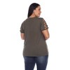 Plus Size Keyhole Neck Cutout Short Sleeve Top - White Mark - 3 of 4