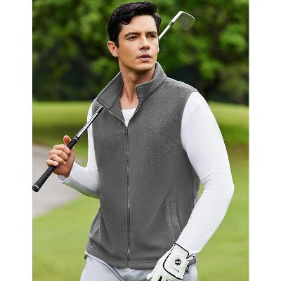 Мужские куртки COOFANDY Men's Polar Fleece Vest Lightweight Sleeveless Zip Up Jacket Casual Outerwear Outdoor Golf Vests Dark Grey XL — фото 3