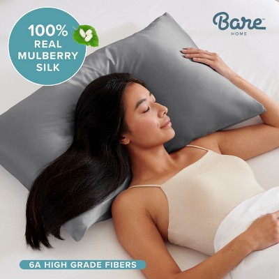 Gray Standard Mulberry Silk Hypoallergenic Pillowcase