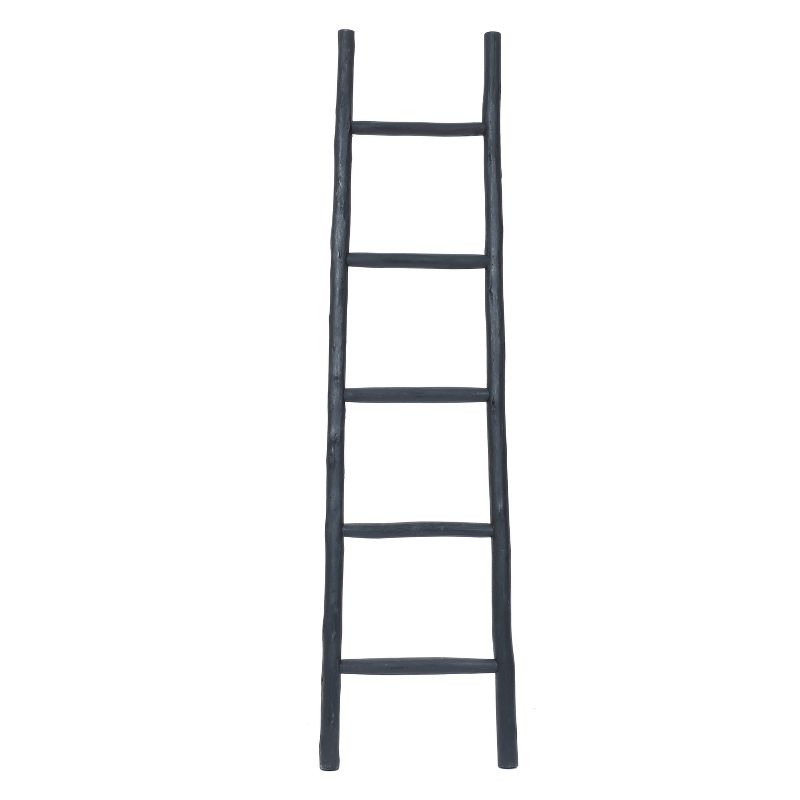 LuxenHome Rustic Black Wood 5Ft Blanket Ladder, 1 of 5