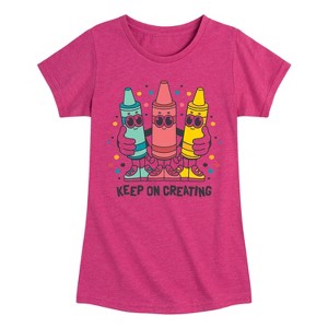 Girls' - Instant Message - Keep On Creating -Youth Girls Short Sleeve T-Shirt Fitted Short Sleeve Graphic T-Shirt - 1 of 4