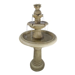 Alpine Corporation 42" Ivory Pineapple Tiered Fountain: Outdoor Garden Water Feature, Electric Cement Fountain - 1 of 1