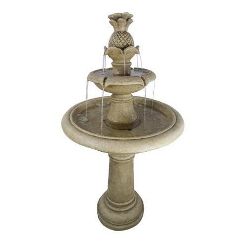 Alpine Corporation 42" Ivory Pineapple Tiered Fountain: Outdoor Garden Water Feature, Electric Cement Fountain - image 1 of 1