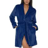 Women's Warm Soft Plush Fleece Bathrobe, Knee Length Robe, Chevrons