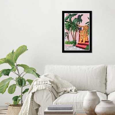 15" x 21" Modern Boho Tigger and Plants II Framed Wall Art Print Green - Wynwood Studio: Digital Animal Artwork