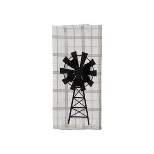 Multicolor Plaid 27 x 18 Inch Woven Cotton Kitchen Tea Towel with Hand Sewn Windmill - Foreside Home & Garden