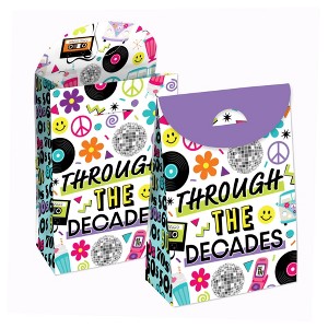 Big Dot of Happiness Through the Decades - 50s, 60s, 70s, 80s, and 90s Gift Favor Bags - Party Goodie Boxes - Set of 12 - 1 of 4