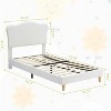 Upholstered Twin Size Bed Frame with Scallop Headboard, Cute Velvet Twin Bed for Girls/Boys, Sturdy Platform Bed, No Box Spring Needed,  Blue - 2 of 4