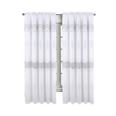 RT Designers Collection Debbie Macrame Construction 3" Rod Pocket Curtain Panel White