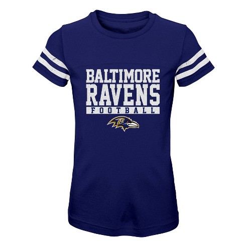NFL Baltimore Ravens Girls' Short Sleeve Stripe Fashion T-Shirt - XS