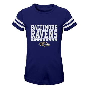 NFL Baltimore Ravens Girls' Short Sleeve Stripe Fashion T-Shirt