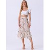 INSPIRE CHIC Women's Chiffon Elastic Waist Ruffle Tiered Flowy Midi Floral Printed Skirts - 2 of 4