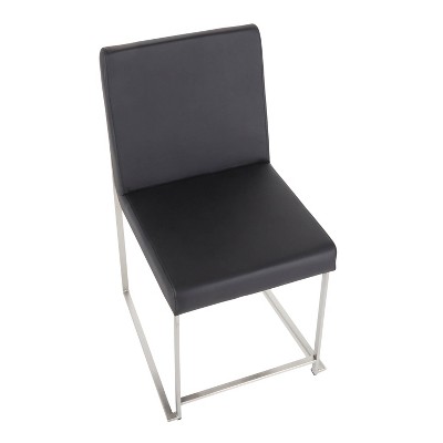 Fuji Contemporary High Back Faux Leather Dining Chair in Black