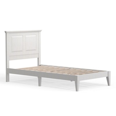 Glenwillow Twin Cottage Chic Solid Wood Platform Bed in Gloss White