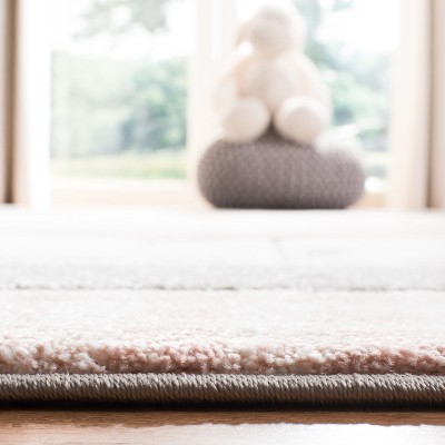 Ivory and Pink Hand-Knotted Synthetic Kids Rug, 3'3" x 5'3"