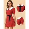 Allegra K Women's Peter Pan Collar Flowy Short Sleeve Ruffle Summer Floral Shirt Dress - 2 of 4