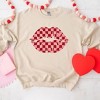 Simply Sage Market Women's Graphic Sweatshirt Checkered Lips - 3 of 4