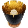 Northlight Iron and Foil Pillar Candle Holder with Wooden Base - 9.25" - Black and Gold - 3 of 4