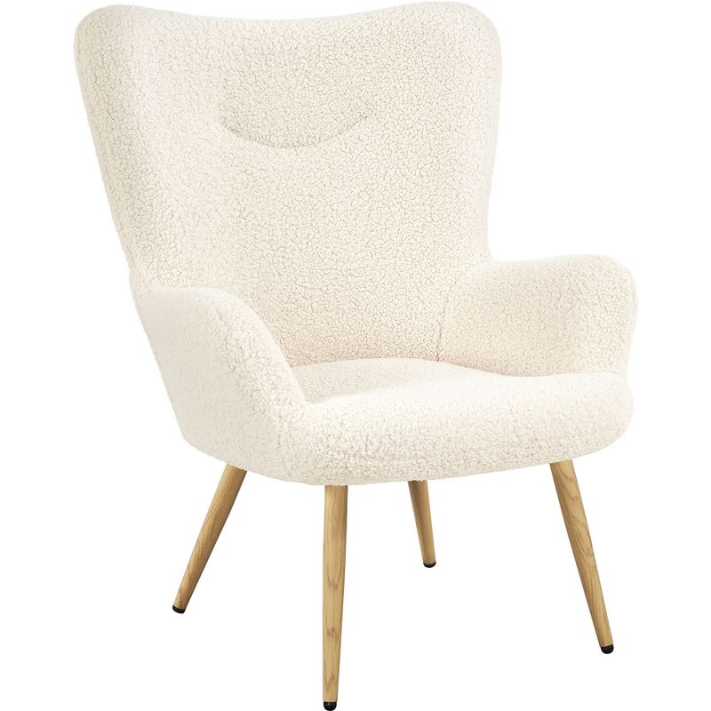 Yaheetech Boucle Accent Chair with Wood-tone Metal Legs, 1 of 8