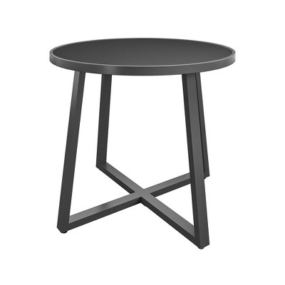 Cosco 35" Round Glass Top Indoor/Outdoor Dining Table Dark Gray: Metal Frame, Powder-Coated Finish, Seats 4