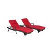 Outdoor Patio Recliner Set of 2,Rattan Adjustable Recliners With Cushion And Armrest,Outdoor Furniture Set For Poolside,Garden-Cuddlewood - 3 of 4