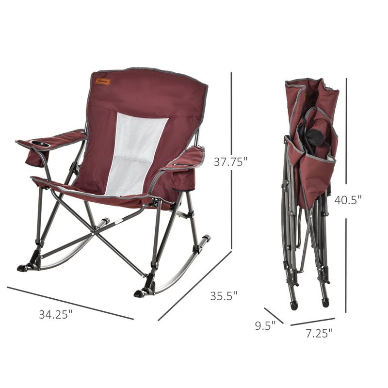 Outsunny Outdoor Folding Beach Camping Chair with Strong Steel Legs, Side Cup Holder, & Durable Oxford Fabric, 5 of 8