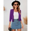 Clearlove Women's 3/4 Sleeve Open Front Cropped Cardigan Sweater Lightweight Knit Short Shrugs - 3 of 4