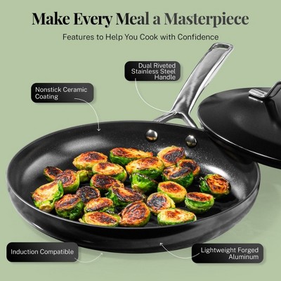 Modern Black 11-Piece Aluminum and Stainless Steel Nonstick Cookware Set