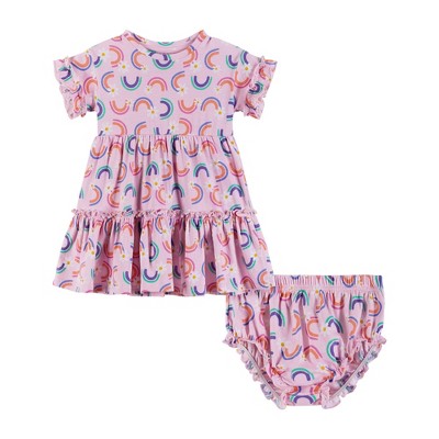 Image of Andy & Evan Infant  Rainbow Dress. Pink, Size 3-6 Months.