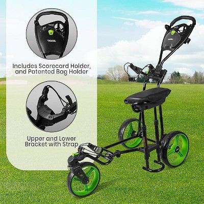 Jovial Black and Green 3-Wheel Foldable Golf Push Cart