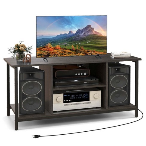 Costway TV Stand with Power Outlet USB & Type-C Port 3-tier TV Console Table Grey - image 1 of 4