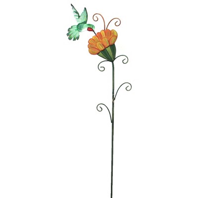 Home & Garden 35.0" Sleepy Flower & Hummingbird Spring Summer Round Top Collection  -  Decorative Garden Stakes