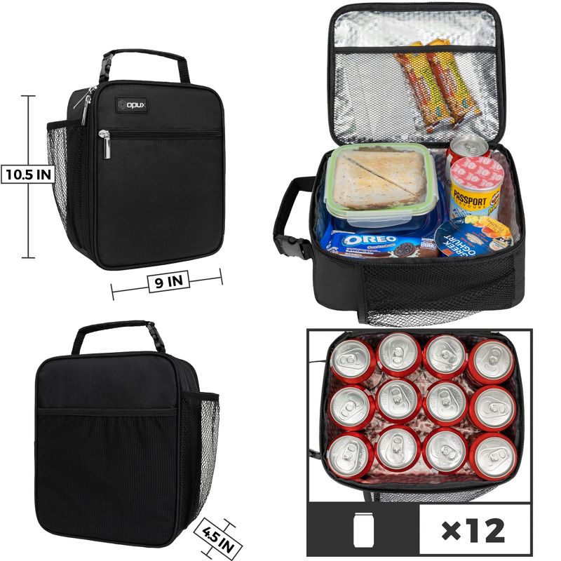 OPUX Insulated Lunch Box Adult Men Women, Thermal Cooler Bag Kids Boys Girls Teen, Soft Compact Reusable Small Work School Picnic, 3 of 9